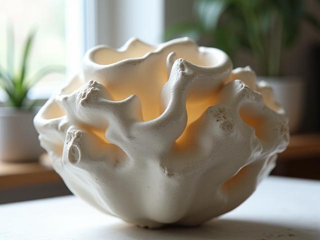 Einzigartige generative Keramikkunst mit komplexen Formen.