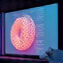 Bildschirm zeigt algorithmische 3D-Modellierung einer komplexen Form.
